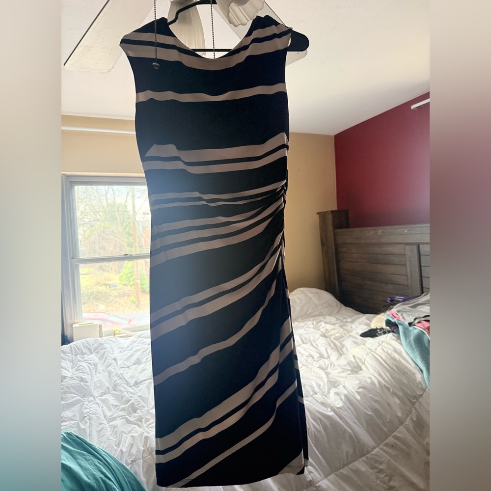 Ralph Lauren Black Maxi Dress with Cream Stripes